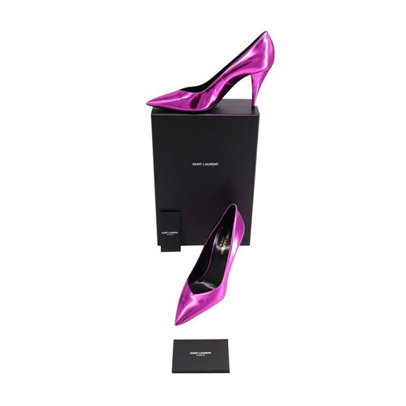 Saint Laurent Kiki 85 Metallic Pumps in Pink Leather - Picture 8 of 8